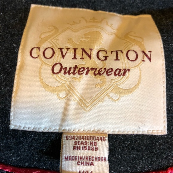 Covington Outerware Long Gray wool blend coat Button front ——with pockets M - Picture 6 of 8